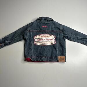 Vintage Radio Flyer Denim Jacket Kids 2T Vintage Style Logo Patch Blue